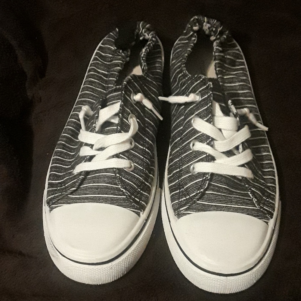 Striped black sneakers